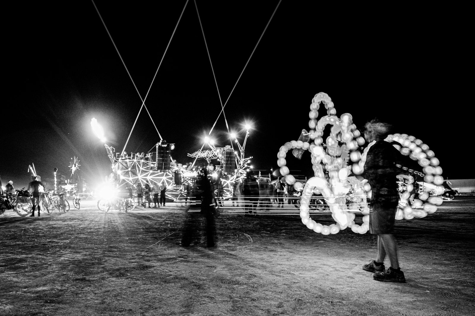 Long exposure light art, Burning Man 2025